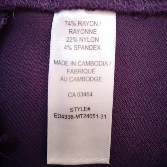 Ricki's Ladies Pull On Style Purple Slim Leg Size Large Pants - Picture 7 of 12